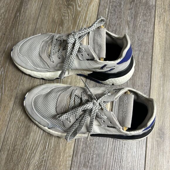 Adidas Mens US Size 7 Nite Jogger F34124 White Blue Running Sneaker Shoes - Picture 7 of 12